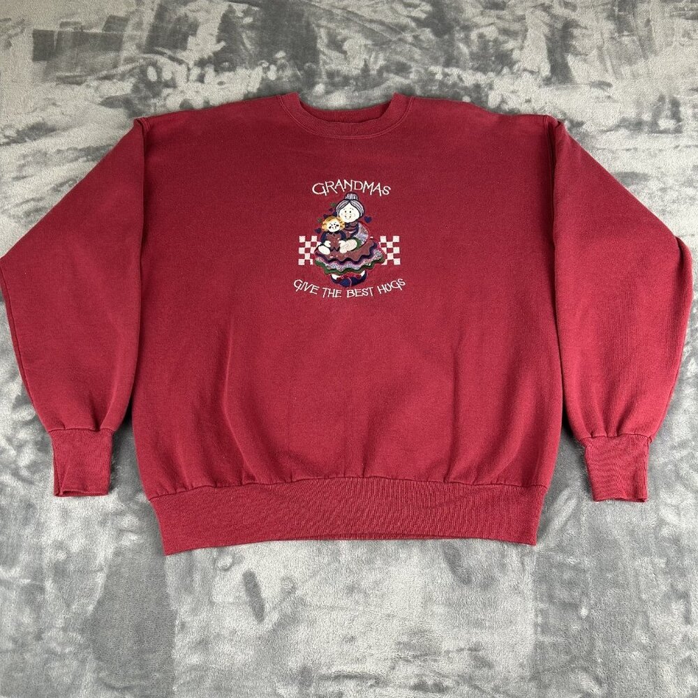 Vintage USA Made Cheek-O Grandmas Give The Best Hugs Crewneck Sweatshirt Large - Picture 1 of 8